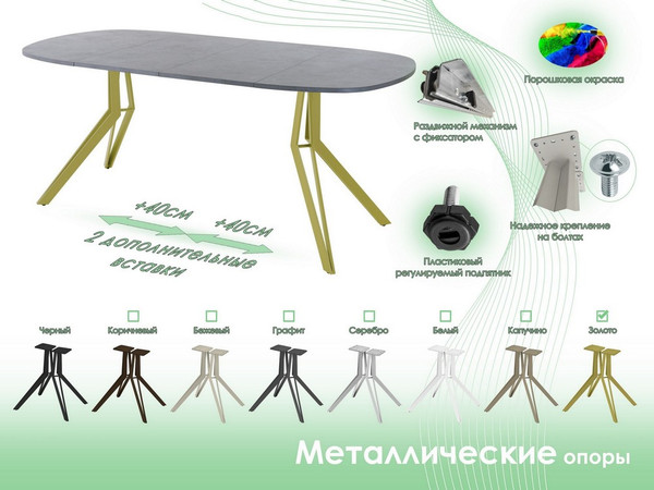 Изображение товара Обеденный стол AMC Elite Е21(900) D7 (золото/бетон чикаго светло-серый)