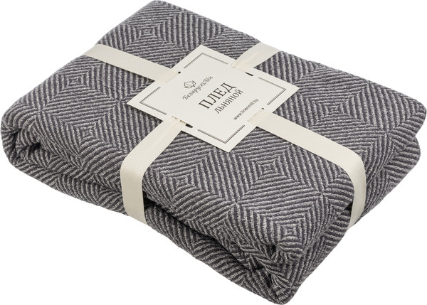 Изображение товара Плед Pole Kvetak (Беларускі лён) 210x200 24С2-ШР/у./л.с.уп. (333 Рубчик темно-серый 1/сорт1)