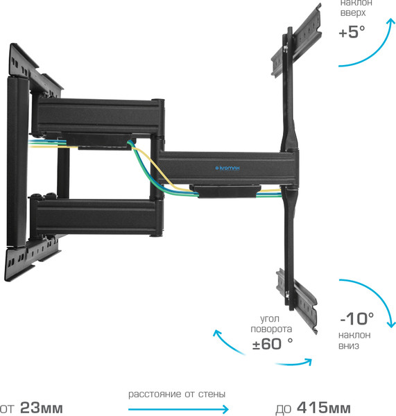 Изображение товара Кронштейн для телевизора Kromax Ultra Slim-102 (черный)