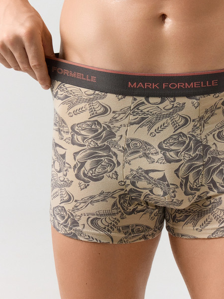 Изображение товара Комплект мужских трусов Mark Formelle 411228-2 (р.82-92, зелено-голубой/тату на бежевом)