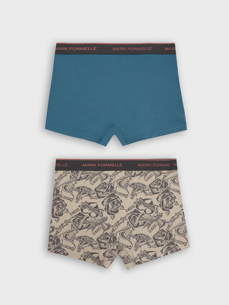 Изображение товара Комплект мужских трусов Mark Formelle 411228-2 (р.90-100, зелено-голубой/тату на бежевом)
