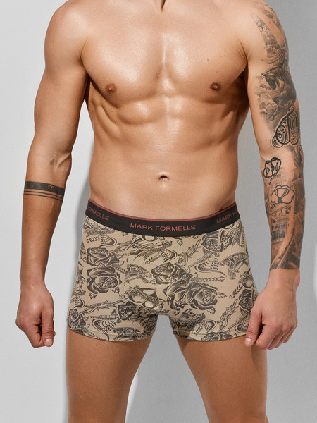 Изображение товара Комплект мужских трусов Mark Formelle 411228-2 (р.90-100, зелено-голубой/тату на бежевом)
