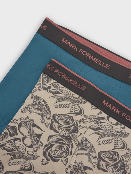 Изображение товара Комплект мужских трусов Mark Formelle 411228-2 (р.102-112, зелено-голубой/тату на бежевом)