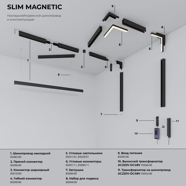 Изображение товара Трековый светильник Elektrostandard Slim Magnetic 85005/01 3000 (черный)