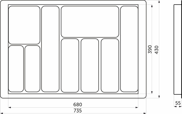 Изображение товара Органайзер для столовых приборов AKS 800 Liner 735x430 (графит)