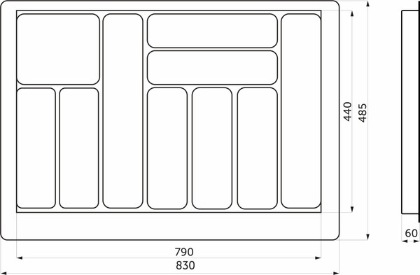 Изображение товара Органайзер для столовых приборов AKS 900 Basic 830x485 (серый)