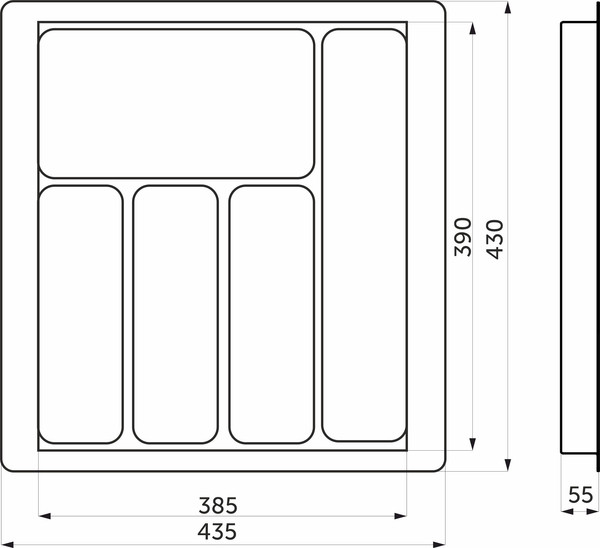 Изображение товара Органайзер для столовых приборов AKS 500 Liner 435x430 (графит)