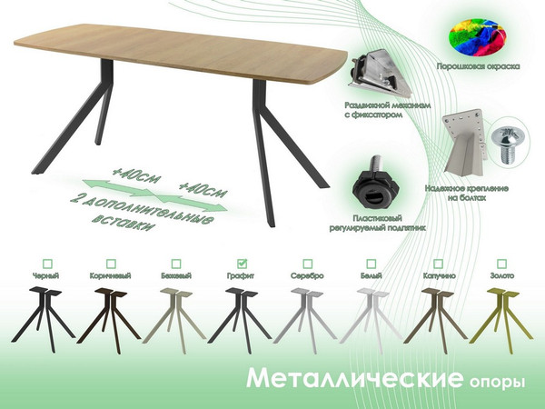 Изображение товара Обеденный стол AMC Elite Е18(1200) D6 (графит/дуб небраска натур)