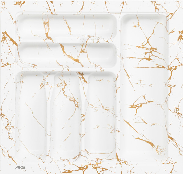 Изображение товара Органайзер для столовых приборов AKS 500 Marble 435x430 (бело-золотой мрамор)