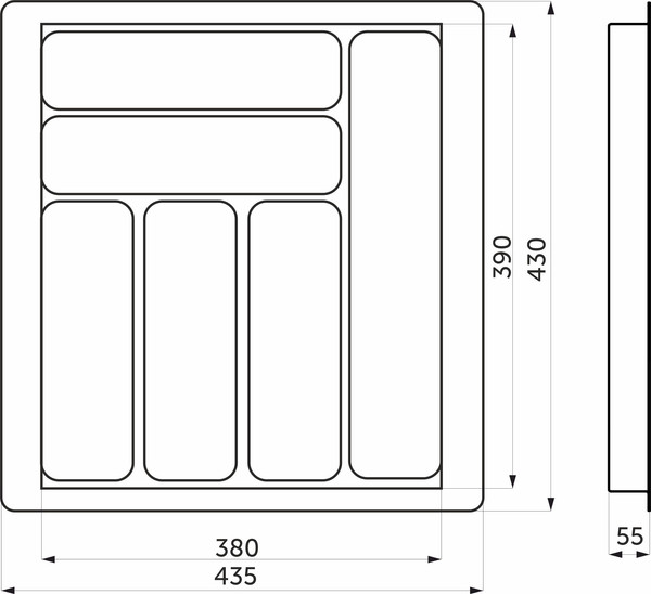 Изображение товара Органайзер для столовых приборов AKS 500 Marble 435x430 (черно-серый мрамор)
