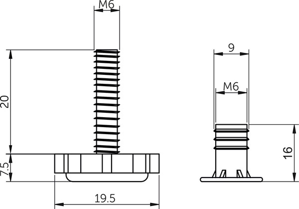 Изображение товара Подпятник для мебели AKS М6 / 39 348 (черный 10 компл)