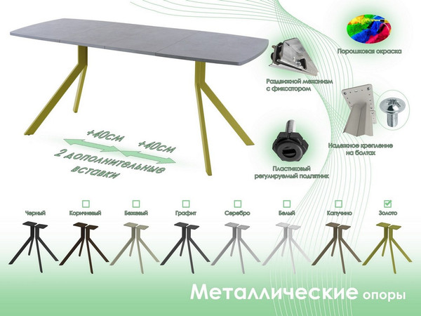 Изображение товара Обеденный стол AMC Elite Е18(1200) D6 (золото/бетон чикаго светло-серый)