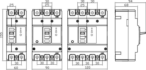 Изображение товара Дифференциальный автомат Wilderness BX-DAM11LY-160/4300C 4P C125 / BXY160-125C-003-03A