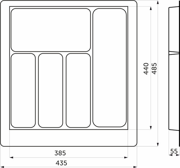 Изображение товара Органайзер для столовых приборов AKS 500 Pixel 435x485 (графит)