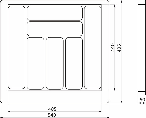 Изображение товара Органайзер для столовых приборов AKS 600 Basic 540x485 (серый)