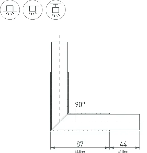 Изображение товара Угол профиля для светодиодной ленты Arlight PLS-LOCK-H25-L90 / 026133
