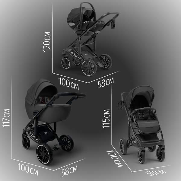 Изображение товара Детская универсальная коляска Bubago Pellegrino 3в1 / BG 163-1 (черный)