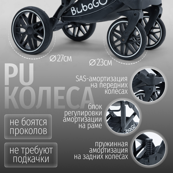 Изображение товара Детская универсальная коляска Bubago Pellegrino 3в1 / BG 163-1 (черный)