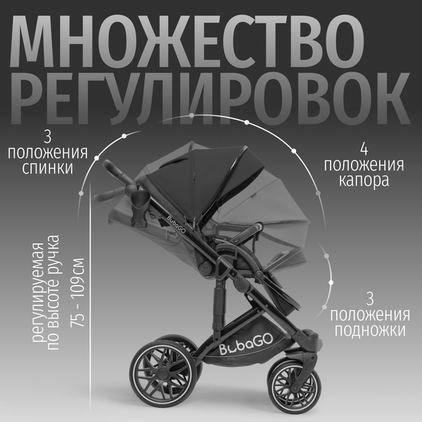 Изображение товара Детская универсальная коляска Bubago Pellegrino 3в1 / BG 163-1 (черный)