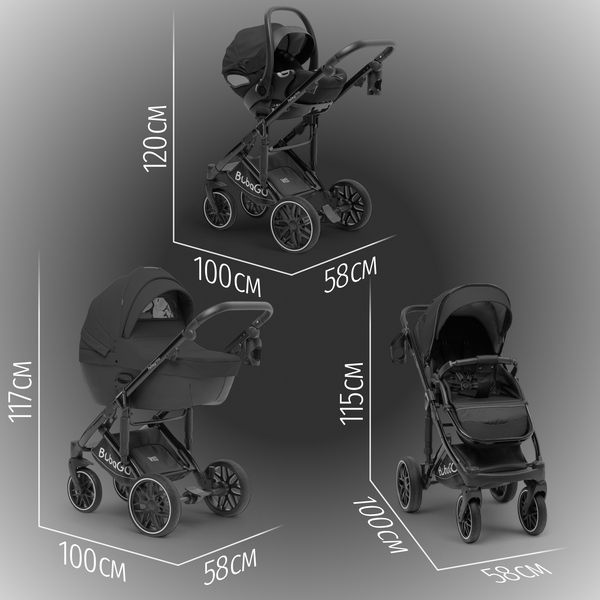 Изображение товара Детская универсальная коляска Bubago Pellegrino 3в1 / BG 163-1 (черный)