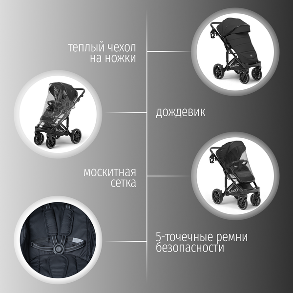 Изображение товара Детская универсальная коляска Bubago Pellegrino 3в1 / BG 163-1 (черный)
