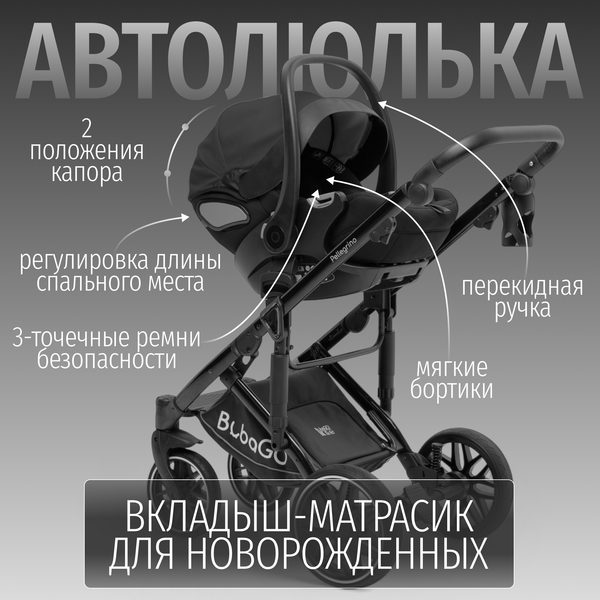 Изображение товара Детская универсальная коляска Bubago Pellegrino 3в1 / BG 163-1 (черный)