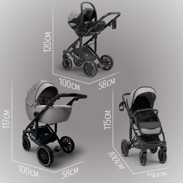 Изображение товара Детская универсальная коляска Bubago Pellegrino 3в1 / BG 163-2 (серый)