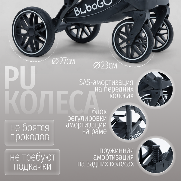 Изображение товара Детская универсальная коляска Bubago Pellegrino 3в1 / BG 163-2 (серый)