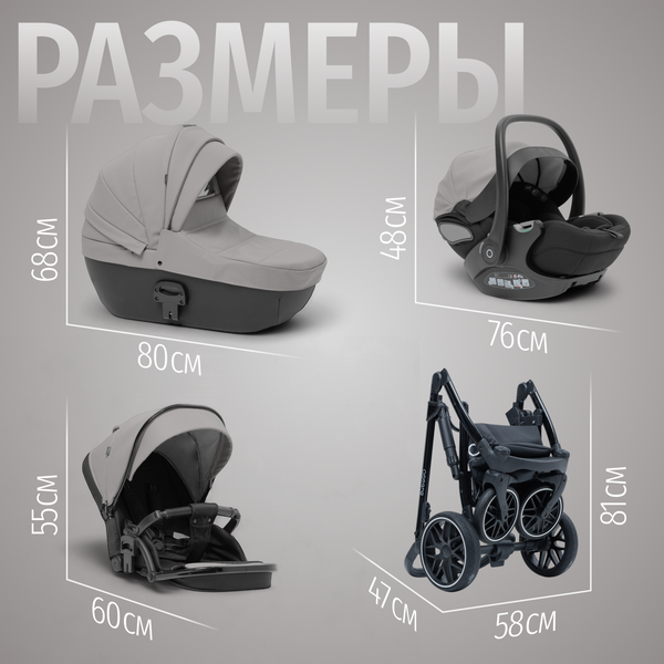 Изображение товара Детская универсальная коляска Bubago Pellegrino 3в1 / BG 163-2 (серый)