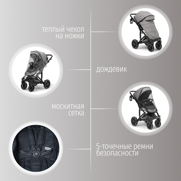 Изображение товара Детская универсальная коляска Bubago Pellegrino 3в1 / BG 163-2 (серый)