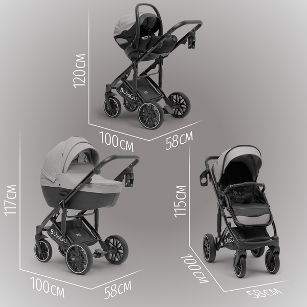 Изображение товара Детская универсальная коляска Bubago Pellegrino 3в1 / BG 163-2 (серый)
