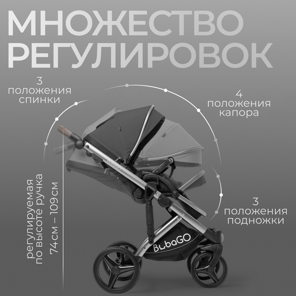 Изображение товара Детская универсальная коляска Bubago Rosano 3в1 / BG 164-2 (темно-серый)