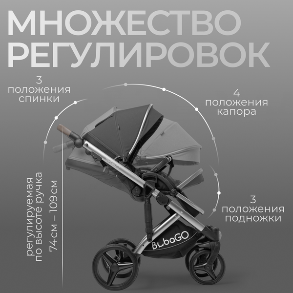 Изображение товара Детская универсальная коляска Bubago Rosano 3в1 / BG 164-2 (темно-серый)
