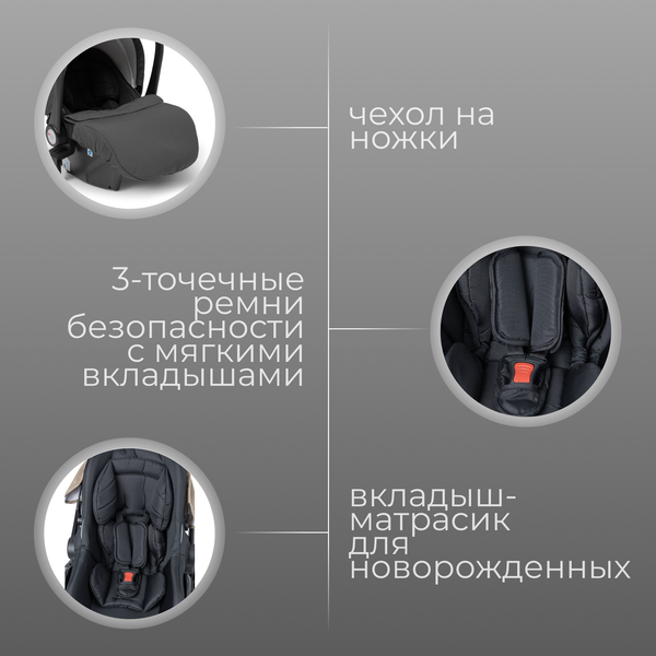 Изображение товара Детская универсальная коляска Bubago Rosano 3в1 / BG 164-2 (темно-серый)