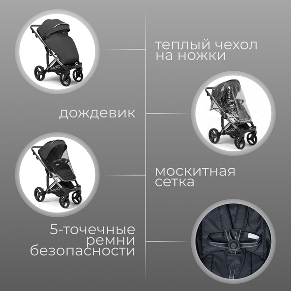 Изображение товара Детская универсальная коляска Bubago Rosano 3в1 / BG 164-2 (темно-серый)