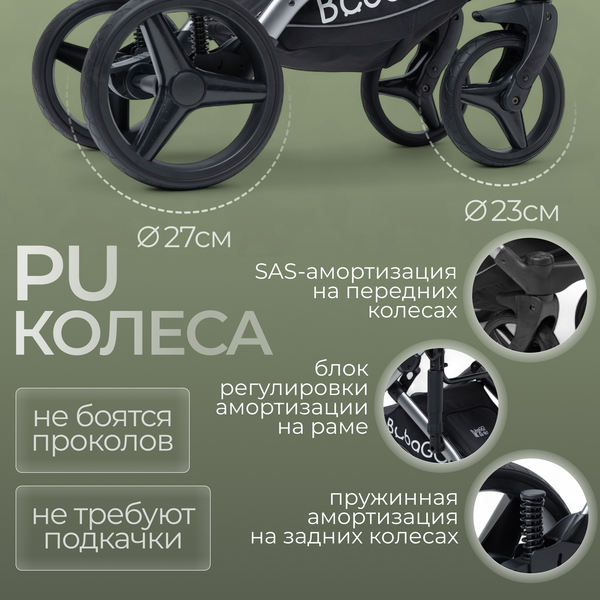 Изображение товара Детская универсальная коляска Bubago Rosano 3в1 / BG 164-3 (изумрудный)
