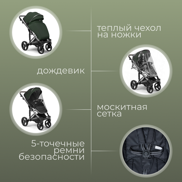 Изображение товара Детская универсальная коляска Bubago Rosano 3в1 / BG 164-3 (изумрудный)
