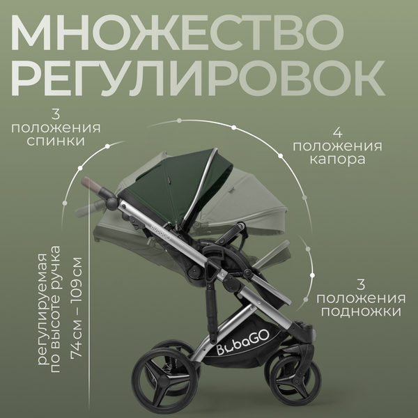 Изображение товара Детская универсальная коляска Bubago Rosano 3в1 / BG 164-3 (изумрудный)