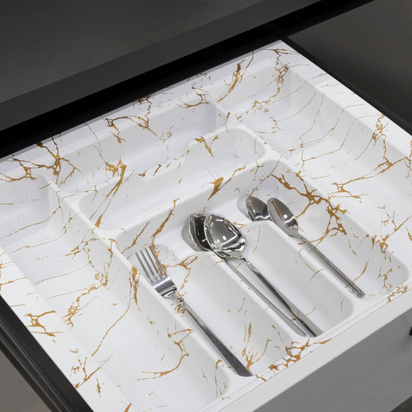 Изображение товара Органайзер для столовых приборов AKS 600 Marble 540x430 (бело-золотой мрамор)