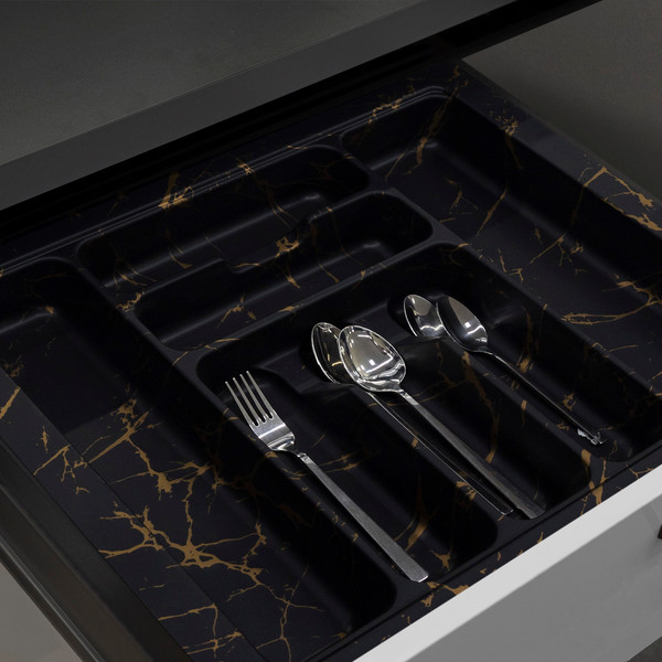 Изображение товара Органайзер для столовых приборов AKS 600 Marble 540x430 (черно-золотой мрамор)