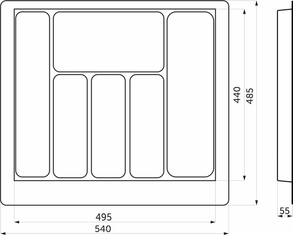 Изображение товара Органайзер для столовых приборов AKS 600 Pixel 540x485 (графит)