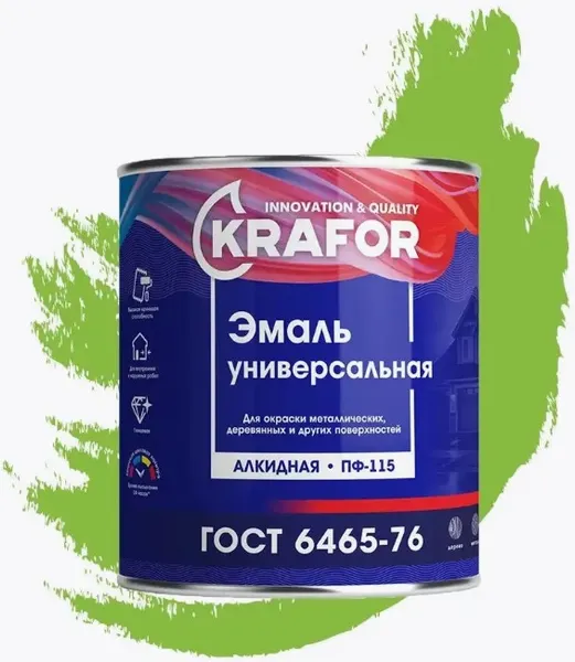 Изображение товара Эмаль Krafor ПФ-115 (1.8кг, зеленое яблоко)