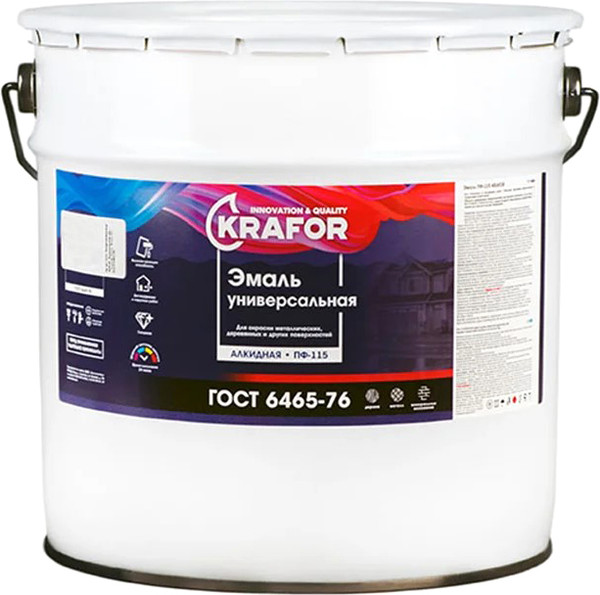 Изображение товара Эмаль Krafor ПФ-115 (20кг, белый)