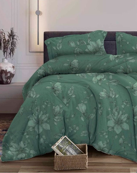 Изображение товара Комплект постельного белья Бояртекс № 346 Грация 3/8 Вид (L) Евро (бязь, изумрудный)