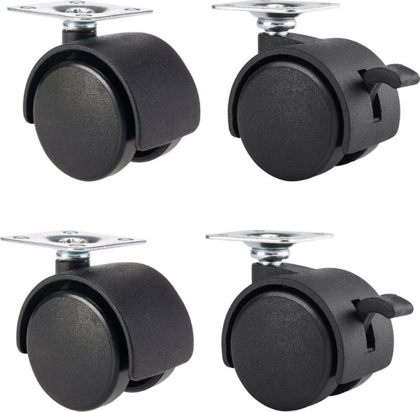 Изображение товара Комплект колес мебельных WBZ 533090 (4шт, черный)