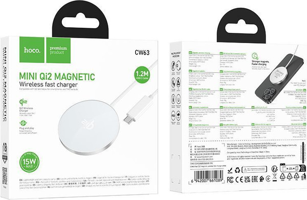 Изображение товара Зарядное устройство беспроводное Hoco CW63 Fast Qi2 (белый)