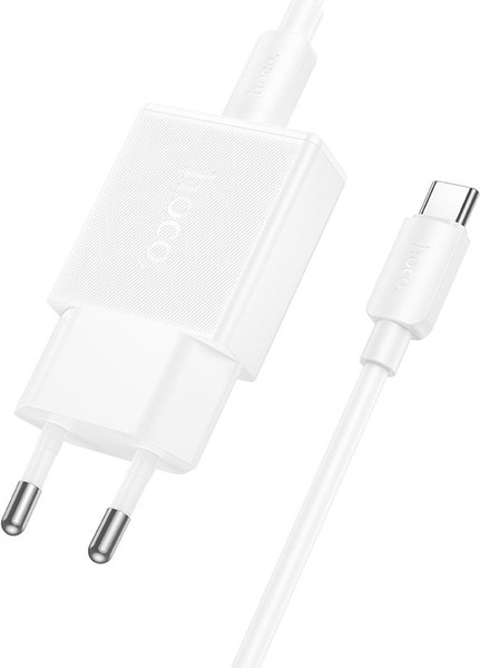 Изображение товара Зарядное устройство сетевое Hoco N72 + кабель Type-C-Type-C (белый)