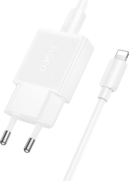 Изображение товара Зарядное устройство сетевое Hoco N72 + кабель Lightning-Type-C (белый)