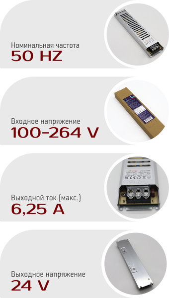 Изображение товара Блок питания для светодиодной ленты Truenergy Block Mini 24V 150W IP20 / 17601