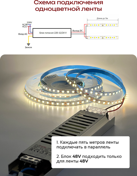 Изображение товара Блок питания для светодиодной ленты Truenergy 48V 200W IP20 / 17402